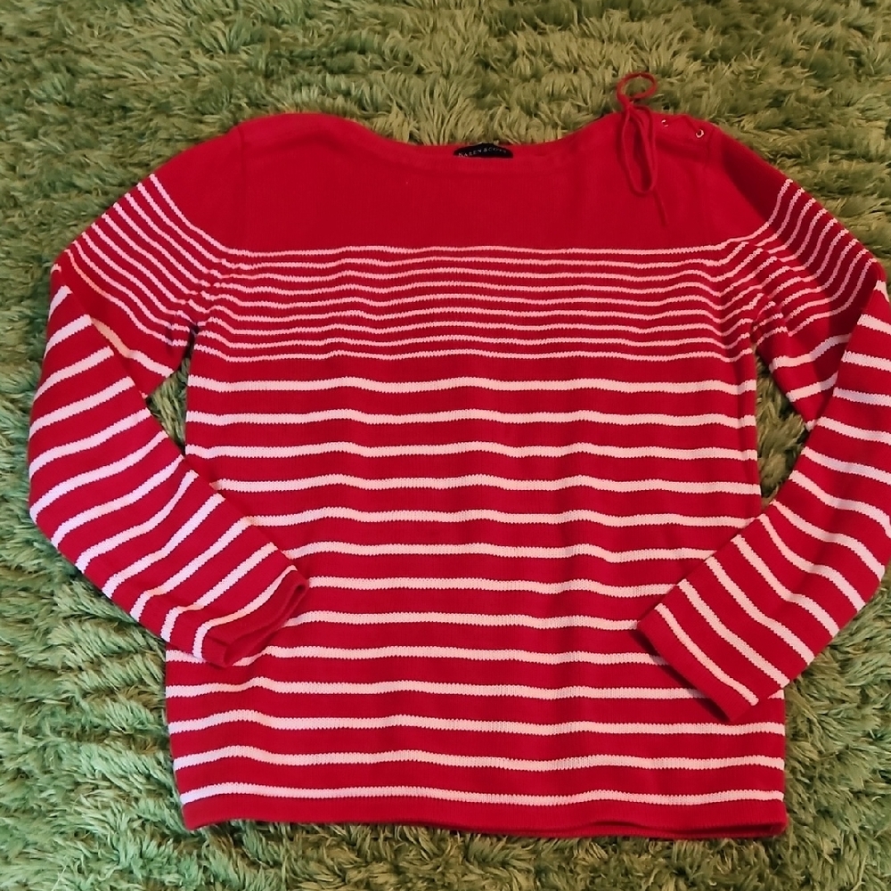 3/$20🎉 Karen Scott Red and White Striped Sweater